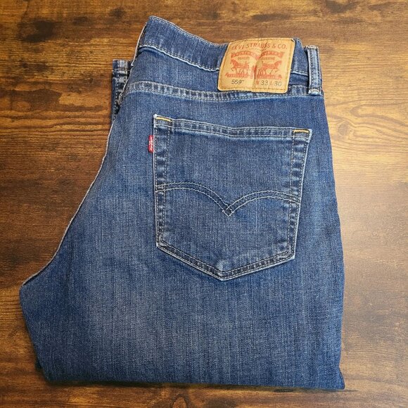 Levi's Jeans Size 33x30 Measures 33x29 Relaxed Straight 559 Medium Dark Wash - Picture 3 of 11